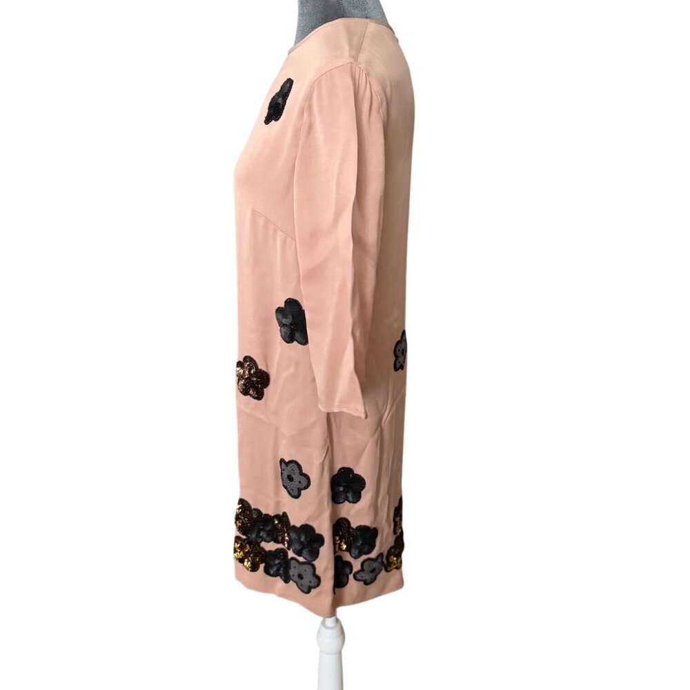 French Connection Shift Dress With Black & Gold Floral Sequin Embellishments Siz - Picture 6 of 9